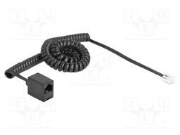 Cable: telephone; coiled; RJ11 plug,RJ45 socket; black; 32AWG