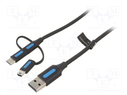 Cable; USB 2.0; 1m; black; Core: Cu,tinned; 480Mbps; Øcable: 4mm