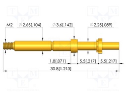 Test needle; Spring compression: 4mm; 5mm; 8A; CuBe; gold-plated