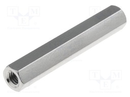 Screwed spacer sleeve; Int.thread: M3; 30mm; hexagonal; brass