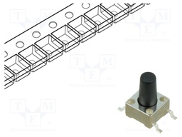 TACTILE SW, SPST, 0.05A, 12VDC, SOLDER