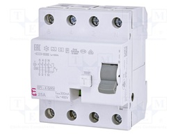RCD breaker; Inom: 25A; Ires: 300mA; Poles: 4; 400V,415V; IP20; EFI
