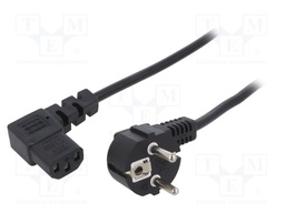 Cable; 3x1mm2; CEE 7/7 (E/F) plug angled,IEC C13 female 90°