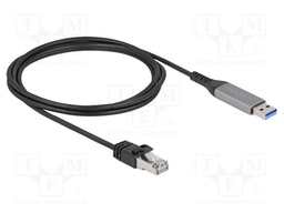Cable; RJ45 plug,USB A plug; 2m; black; 32AWG; 1Gbps; Cat: 6