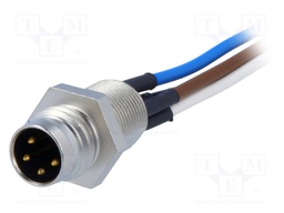 Connector: M8; 0.5m; male; PIN: 4; for panel mounting,screwed