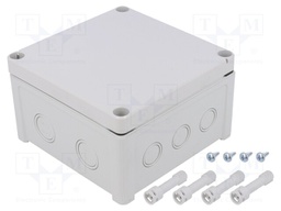 Enclosure: junction box; X: 130mm; Y: 130mm; Z: 75mm; wall mount; ABS