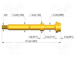 Test needle; Spring compression: 4mm; 5mm; 8A; CuBe; gold-plated