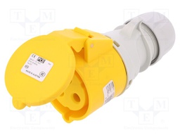 Connector: AC supply; plug; female; 32A; 110VAC; IP44; Layout: 2P+PE