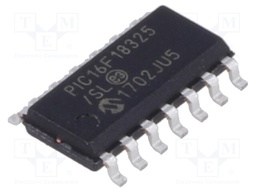 PIC microcontroller; Memory: 14kB; SRAM: 1024B; EEPROM: 256B; SMD