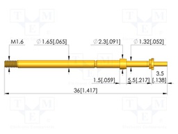 Test needle; Spring compression: 4mm; 5mm; 5A; CuBe; gold-plated