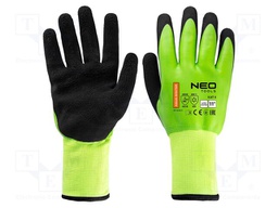 Protective gloves; Size: 11; black-green; polyester; furlined