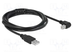 Cable; USB 2.0; USB A plug,USB B plug 90° up/down; 2m; black