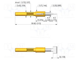 Test needle; Spring compression: 4mm; 5mm; 8A; steel; Ø: 5mm; flat