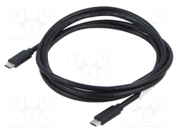 Cable; USB 3.1; USB C plug,both sides; gold-plated; 1.8m; black