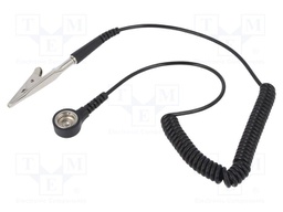 Coiled ground cord with press stud; ESD; 1MΩ; 1.5m