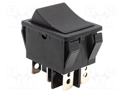 ROCKER; DPDT; ON-(ON); 20A/125VAC; black; none; R5; Body: black