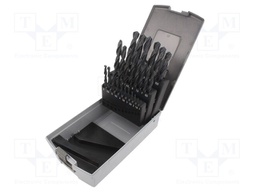 Drill set; for metal; Pcs: 25; Mat: HSS-R; Package: plastic box