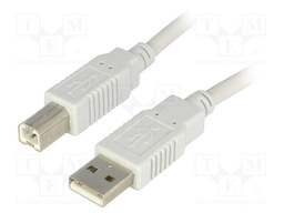 Cable; USB 2.0; USB A plug,USB B plug; 5m; grey; Core: Cu