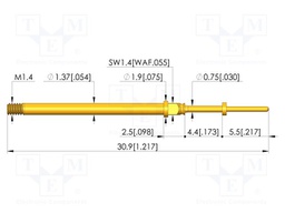 Test needle; Spring compression: 3.5mm; 4.4mm; 5A; CuBe; Ø: 0.6mm