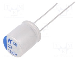 Capacitor: polymer; 22uF; 100VDC; ESR: 45mΩ; A759; THT; ±20%; 2000h