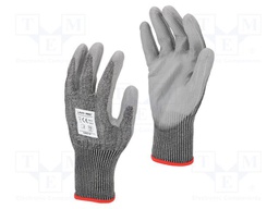 Protective gloves; Size: 11; grey; HPPE,polyester,PU; tag