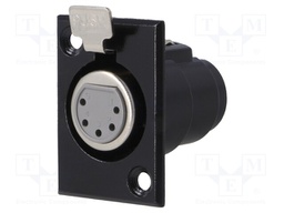 Socket; XLR; female; PIN: 5; with push button; soldering; black