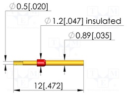 Test plug; L: 12mm; test needles; Dim: Ø0.5x12mm; plug
