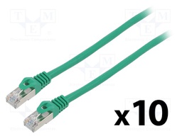 Patch cord; F/UTP; 6; stranded; CCA; PVC; green; 0.25m; 26AWG; 10pcs.