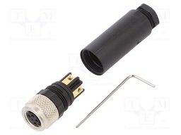 Connector: M8; female; PIN: 4; for cable; plug; 4A; IP67; 30V