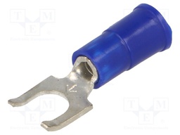 Fork terminal; M4,5; Ø: 4.98mm; crimped; for cable; insulated; blue