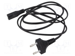 Cable; CEE 7/16 (C) plug,IEC C7 female; PVC; 1.5m; black; 2.5A