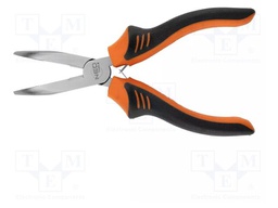 Pliers; curved,half-rounded nose,universal,elongated; 180mm