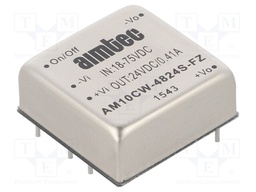 Converter: DC/DC; 10W; Uin: 18÷75V; 24VDC; Iout: 0.41A; 1"x1"; 17.4g