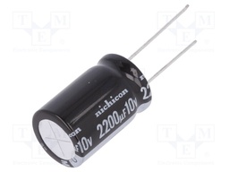 Capacitor: electrolytic; THT; 2200uF; 10VDC; Ø16x25mm; Pitch: 7.5mm