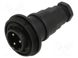 Connector: circular; plug; male; PIN: 3; 12A; 277V; IP68,IP69K; 6÷8mm