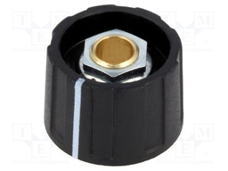 Knob; with pointer; ABS; Shaft d: 6mm; Ø23x15.5mm; black