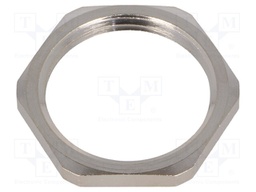 Nut; M25; brass; nickel; D: 3.5mm; Spanner: 29mm; Thread: metric