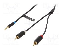 Cable; Jack 3.5mm plug,RCA plug x2; 1m; Plating: gold-plated