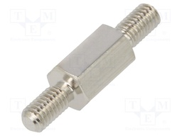 Screwed spacer sleeve; 8mm; Ext.thread: M3; hexagonal; brass