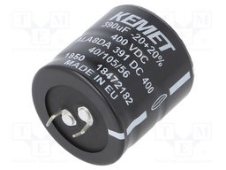 Capacitor: electrolytic; 390uF; 400VDC; ESR: 394mΩ; SNAP-IN; ±20%