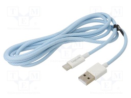 Cable; USB 2.0; USB A plug,USB C plug; 1.5m; blue; 480Mbps; 60W; 3A