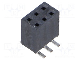 Connector: pin strips; female; PIN: 6; 2.54mm; gold flash; SMT