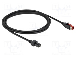 Cable; 2x4pin plug,PoweredUSB plug; 2m; black; 20AWG,26AWG; 24V
