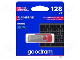 Pendrive; USB 3.0; 128GB; Read: 110MB/s; Write: 20MB/s; Colour: red