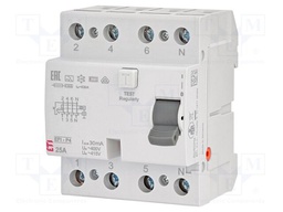 RCD breaker; Inom: 25A; Ires: 30mA; Poles: 4; 400V,415V; IP20; EFI