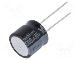 Capacitor: electrolytic; THT; 1000uF; 35VDC; Ø16x15mm; Pitch: 7.5mm