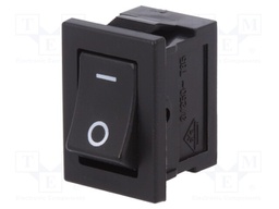 ROCKER; SPST; Pos: 2; ON-OFF; 3A/250VAC; black; none; Rcont max: 20mΩ