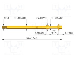Test needle; Spring compression: 4mm; 5mm; 8A; CuBe; gold-plated