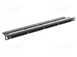 Patch panel; black; Number of ports: 24; Cat: 6; RJ45 socket x24