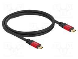 Cable; USB C plug,both sides; gold-plated; 0.8m; black; metal